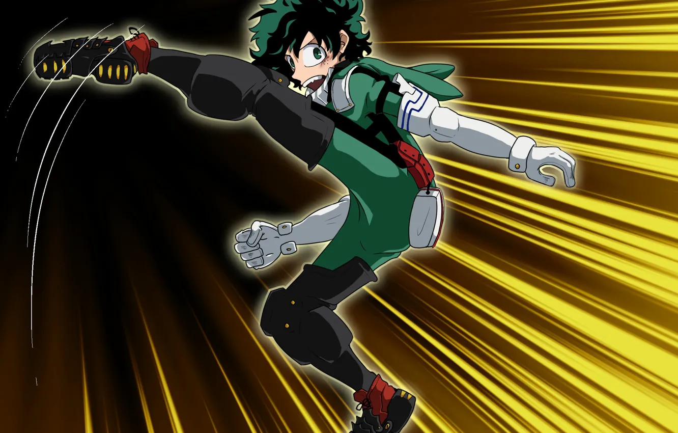 Photo wallpaper rays, background, anime, art, hero, guy, Boku no Hero Academy, Midori Isuku