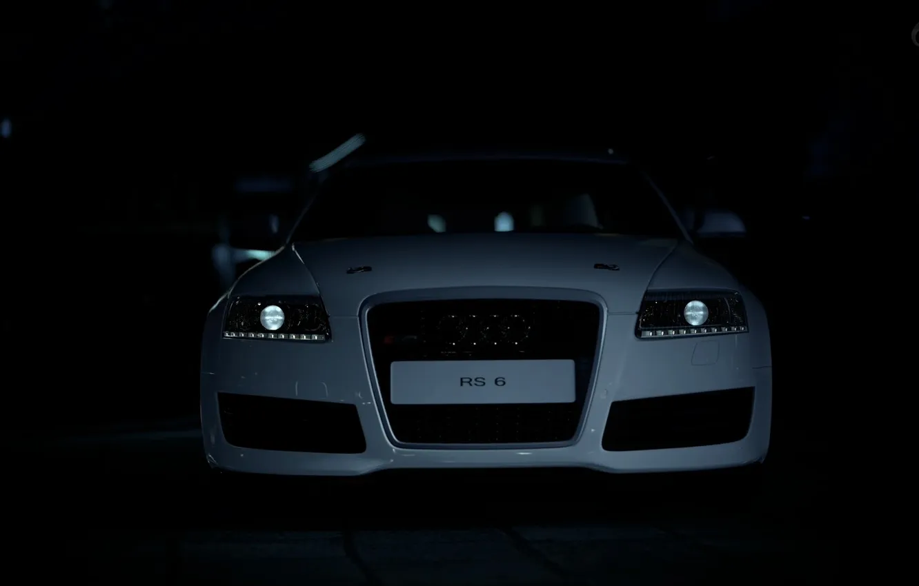 Photo wallpaper machine, white, Audi, lights, RS6