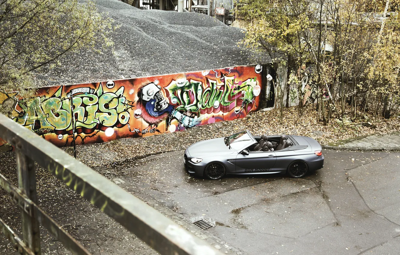 Photo wallpaper graffiti, Auto, Black, BMW, Machine, Convertible, The view from the top, Matt