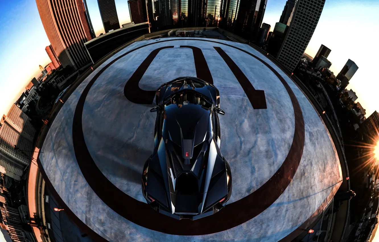 Photo wallpaper machine, auto, the city, rendering, sports car, the view from the top, Supercar, Concept Art