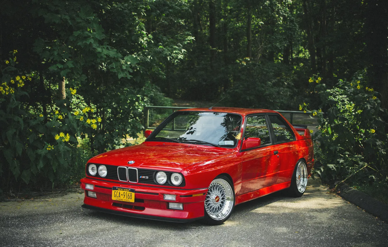 Photo wallpaper BMW, BMW, red, red, tuning, e30