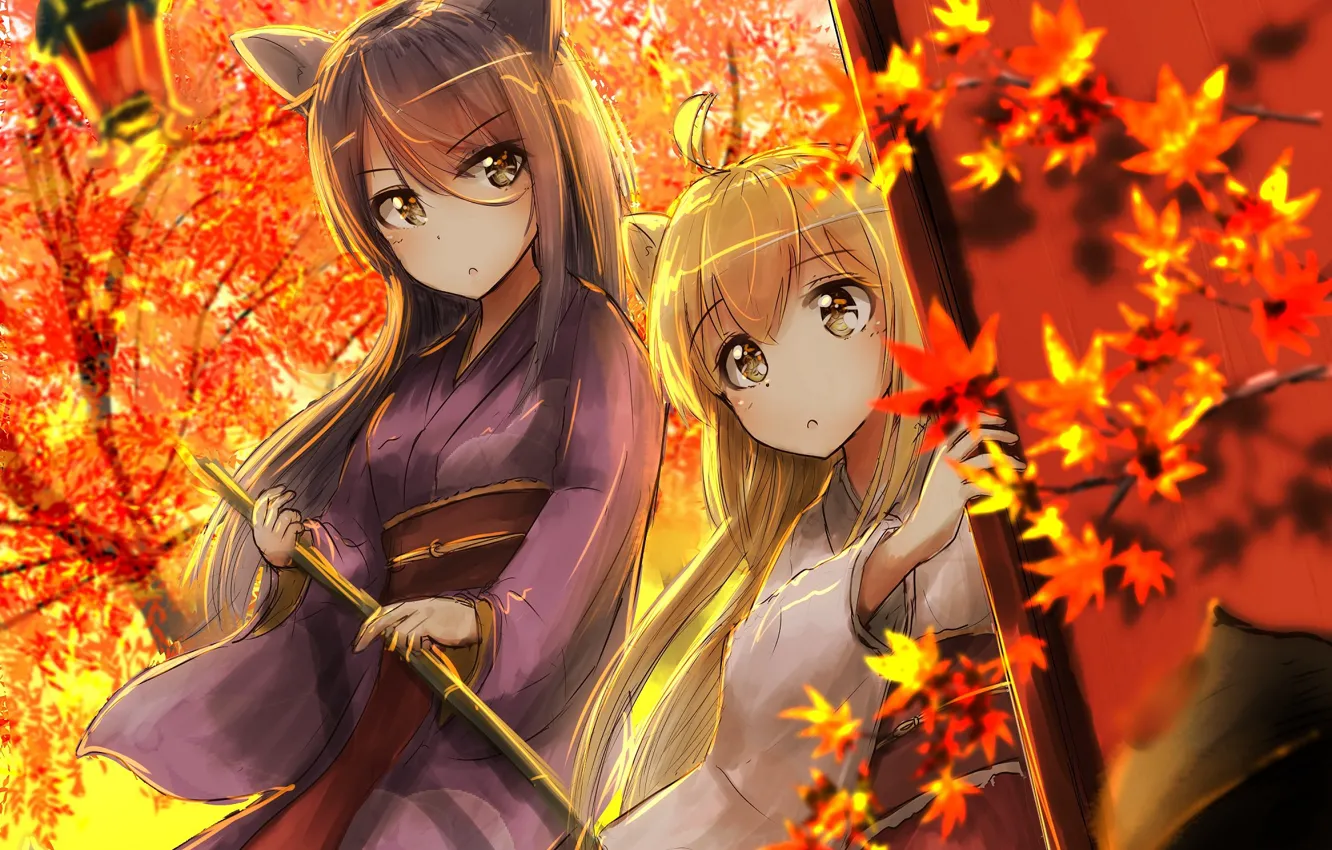 Photo wallpaper autumn, girl, girl