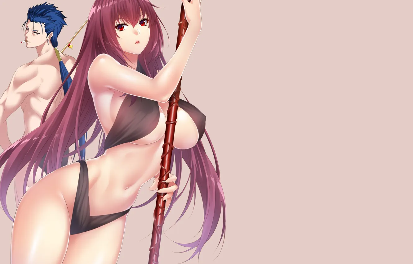 Photo wallpaper girl, spear, guy, Lancer, Fate / Grand Order, The destiny of a great campaign