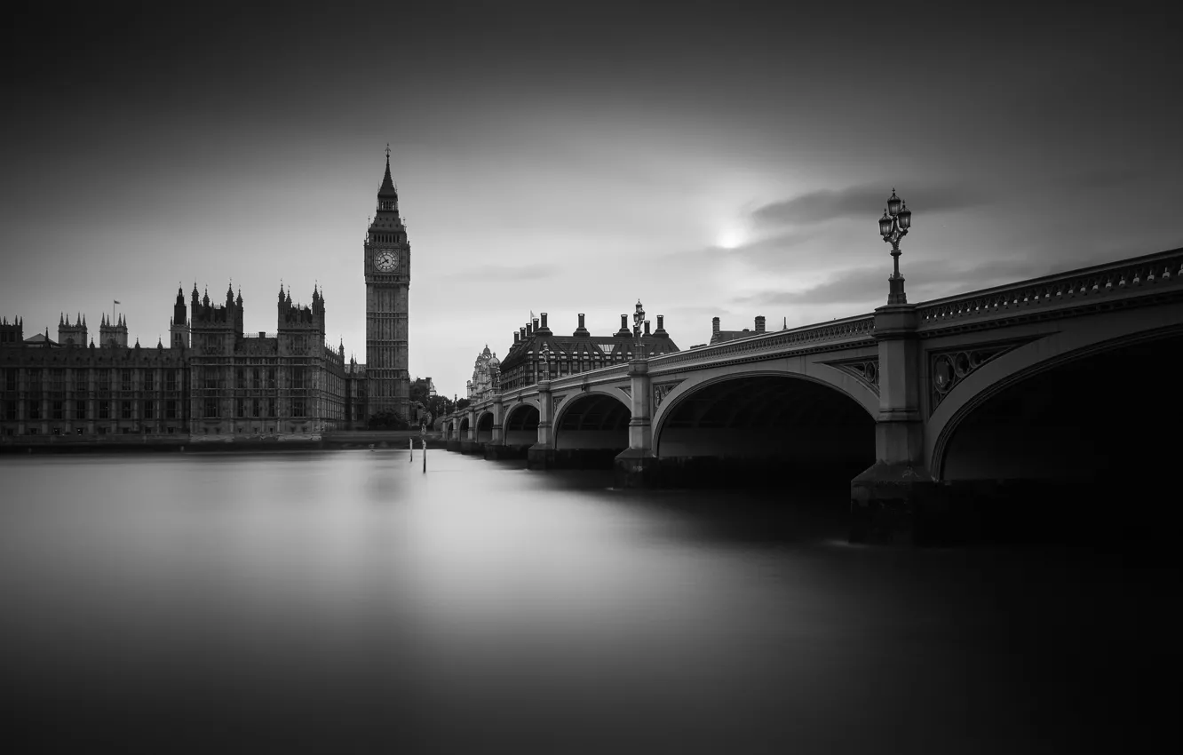 Photo wallpaper the city, England, London, building, home, monochrome