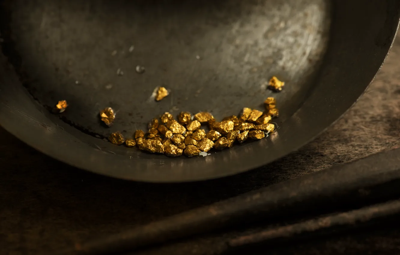 Photo wallpaper metal, gold, pan, mineral