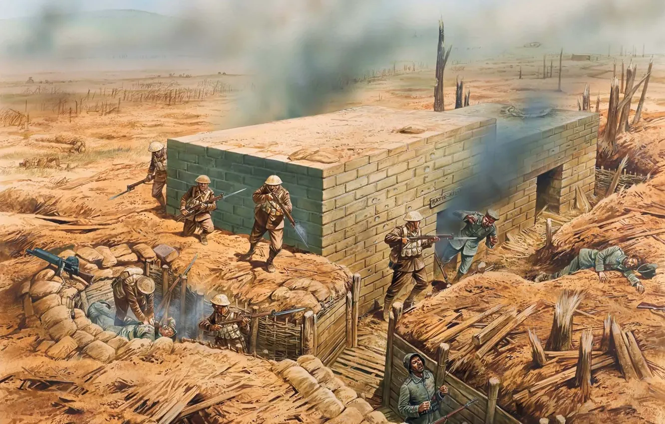 Photo wallpaper soldiers, capture, offensive, infantry, battle., German, 11 Nov, British