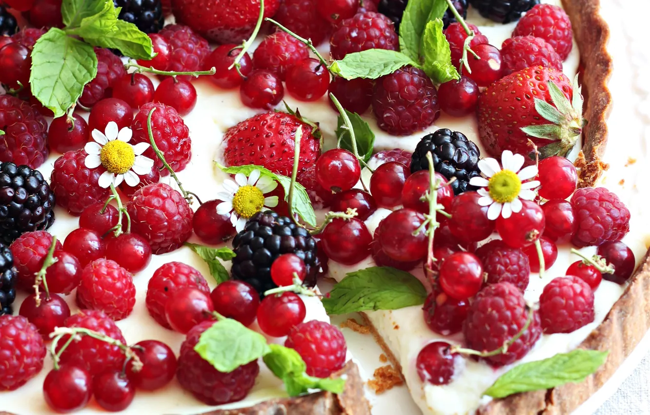 Photo wallpaper berries, raspberry, pie, currants, BlackBerry