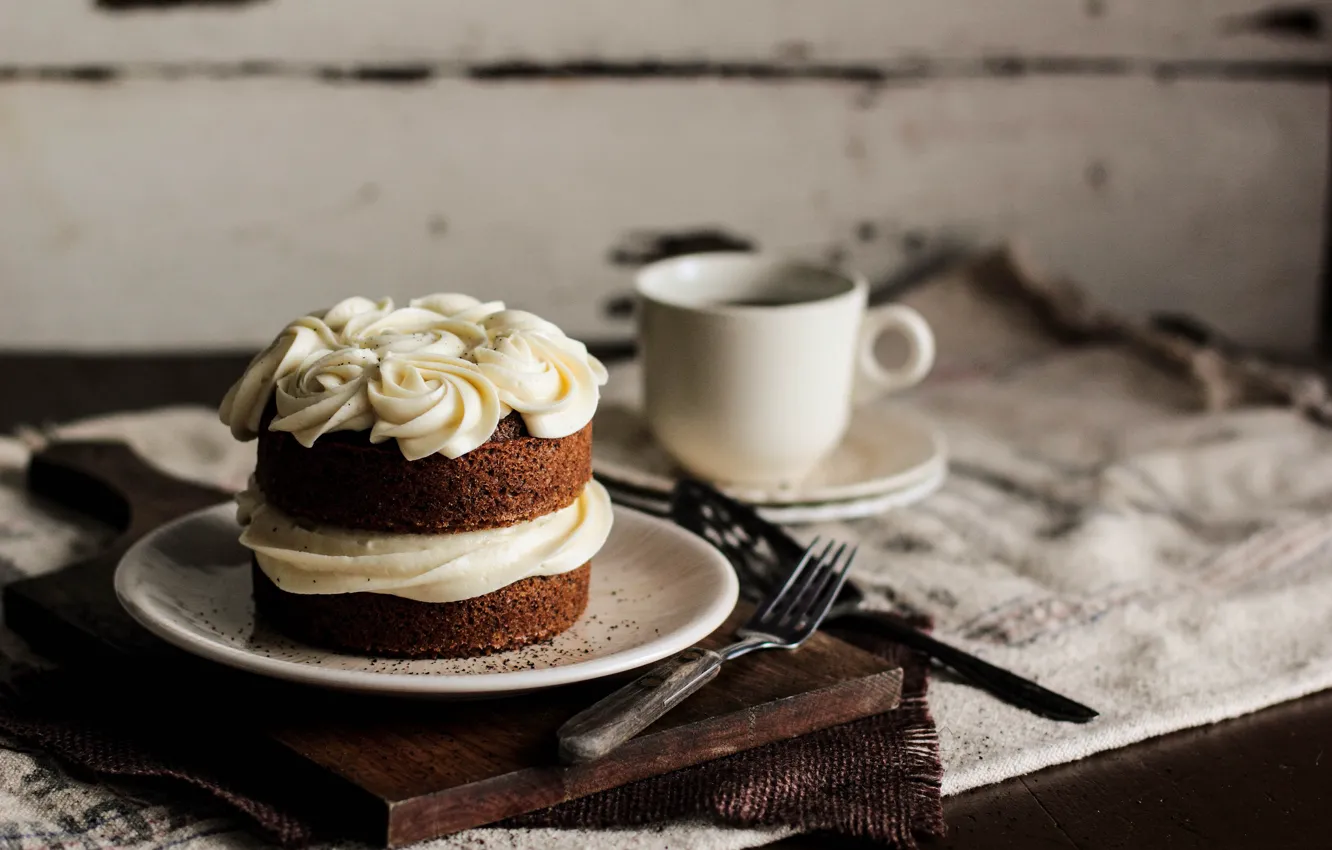 Photo wallpaper plate, Cup, cake, plug, cream, dessert, cakes, sweet