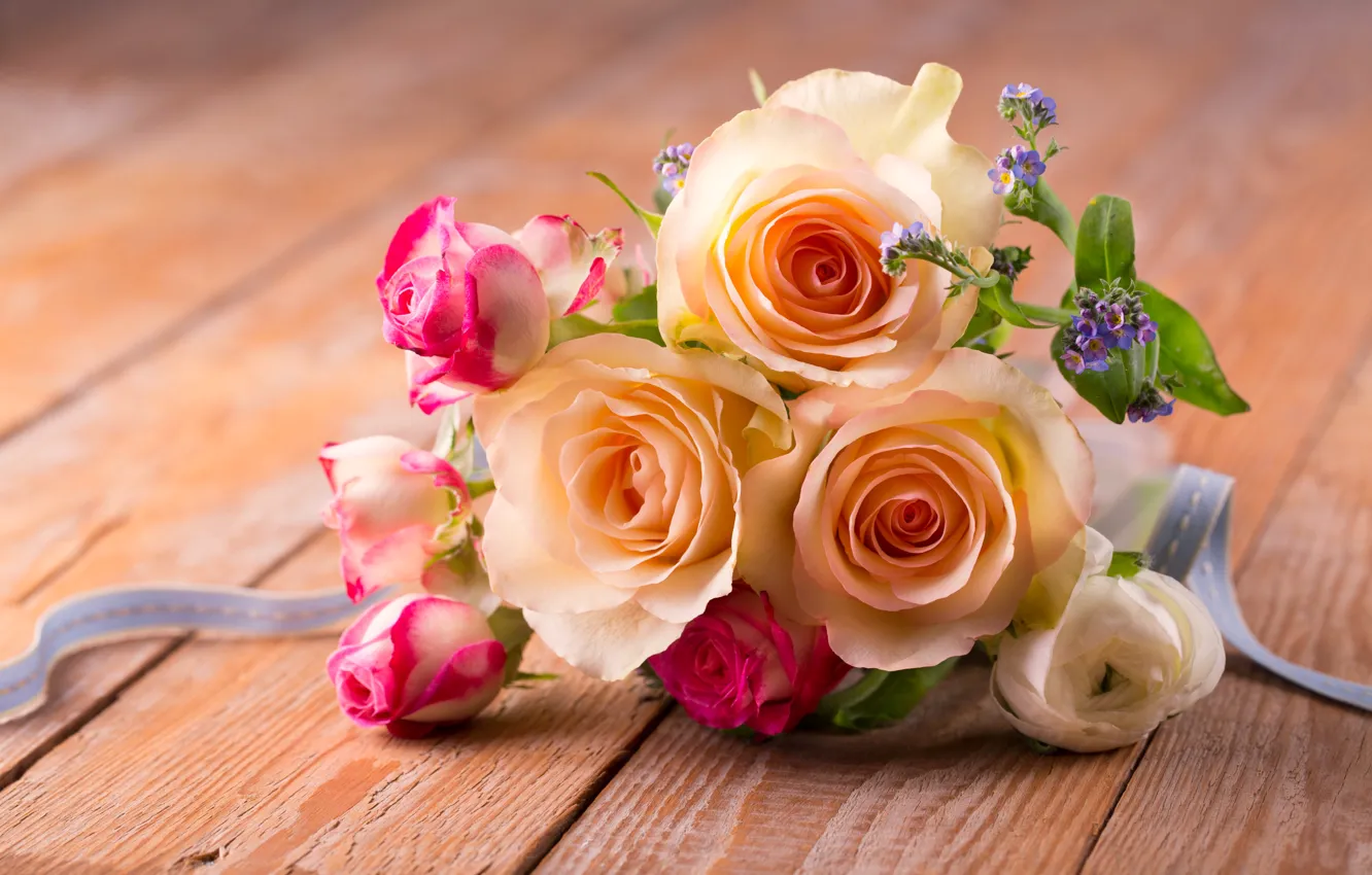 Photo wallpaper roses, bouquet, petals, pink, flowers, romantic, roses