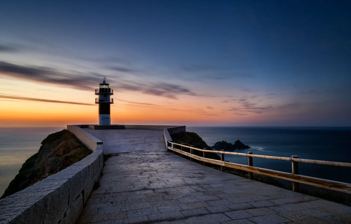 Photo wallpaper sea, lighthouse, Spain, Galicia, Carino