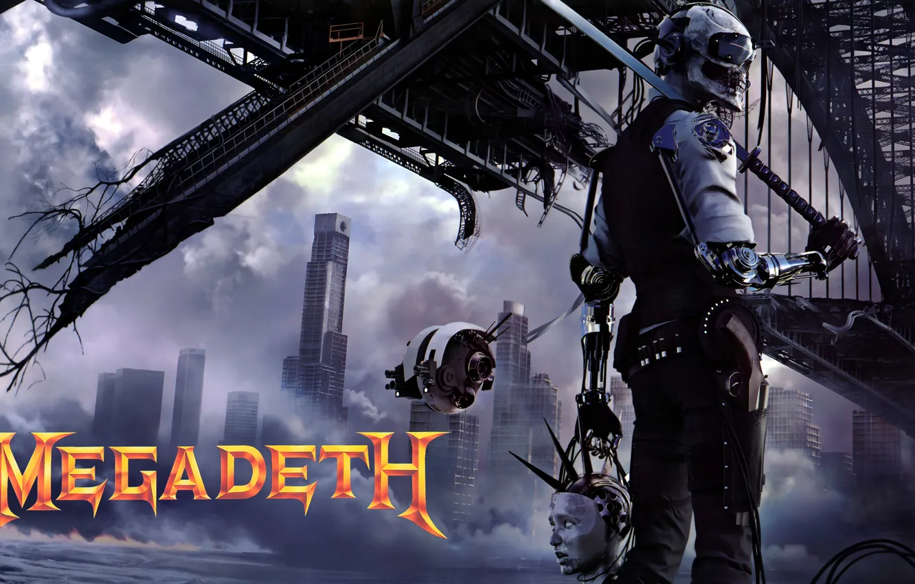 Photo wallpaper sword, Music, band, thrash metal, heavy metal, cowboy, Megadeth, Cyberpunk