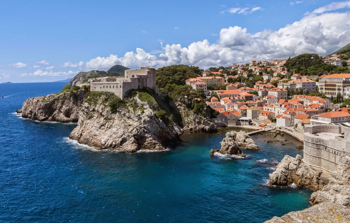 Photo wallpaper sea, panorama, Croatia, castle, Croatia, Dubrovnik, Dubrovnik, Jadran