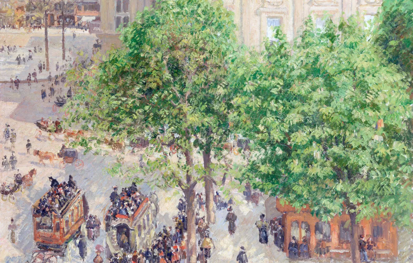 Photo wallpaper picture, the urban landscape, Camille Pissarro, Place Du Théâtre Français. Spring