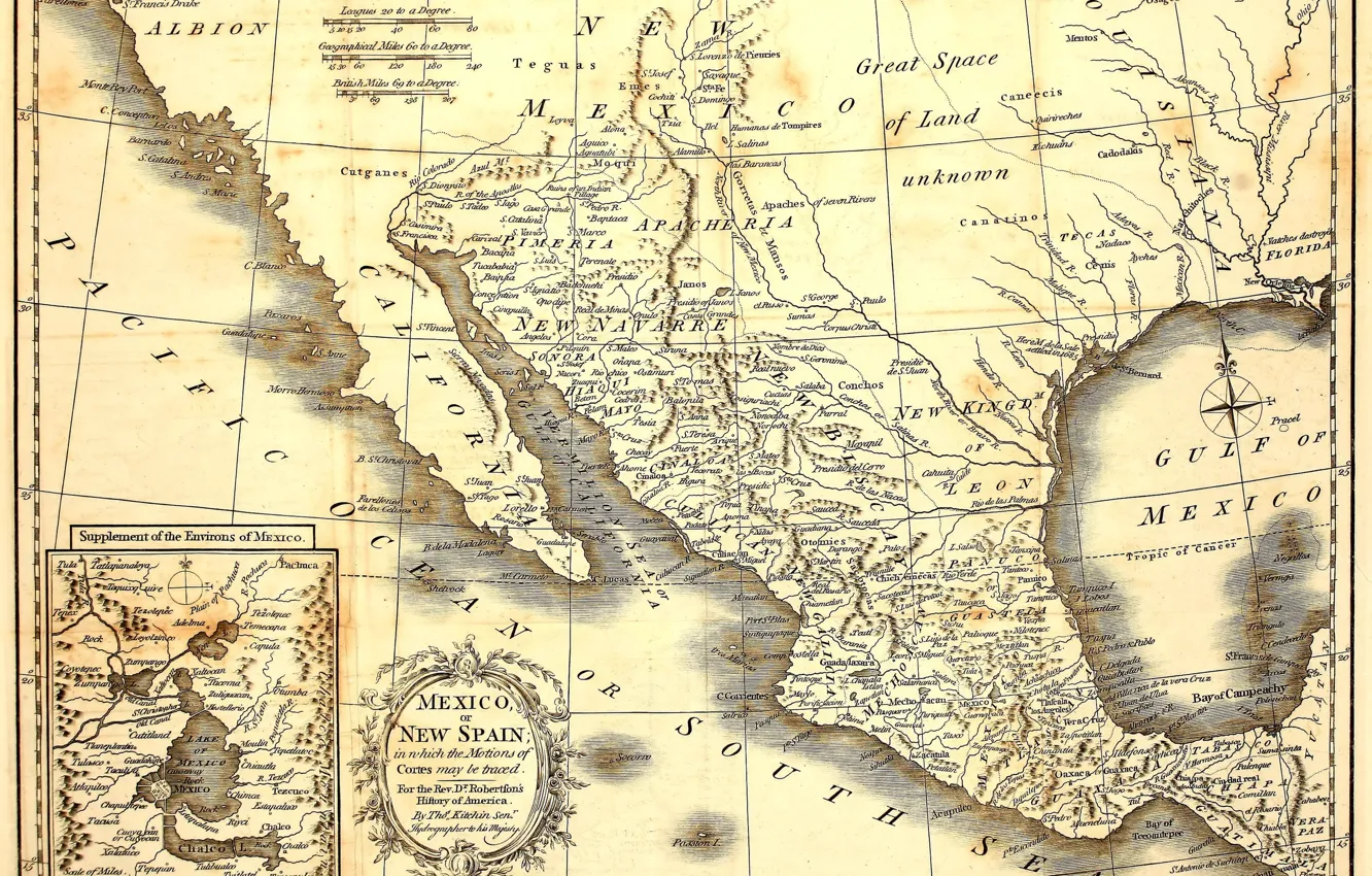 Photo wallpaper Mexico, old, map, paper