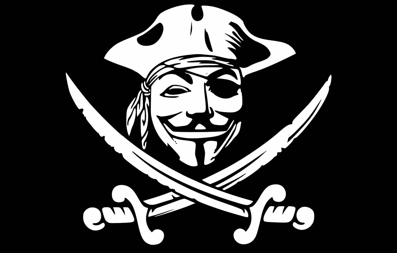 Photo wallpaper logo, pirates, swords, anonymous