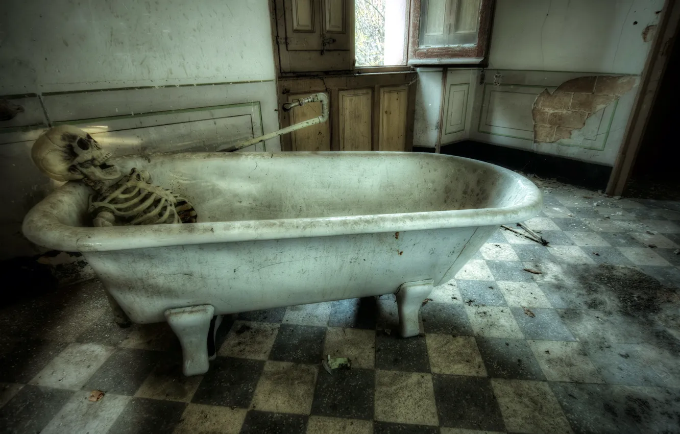 Photo wallpaper background, skeleton, bath