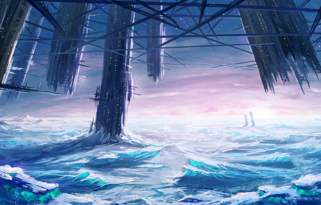 Photo wallpaper ice, the city, fiction, building