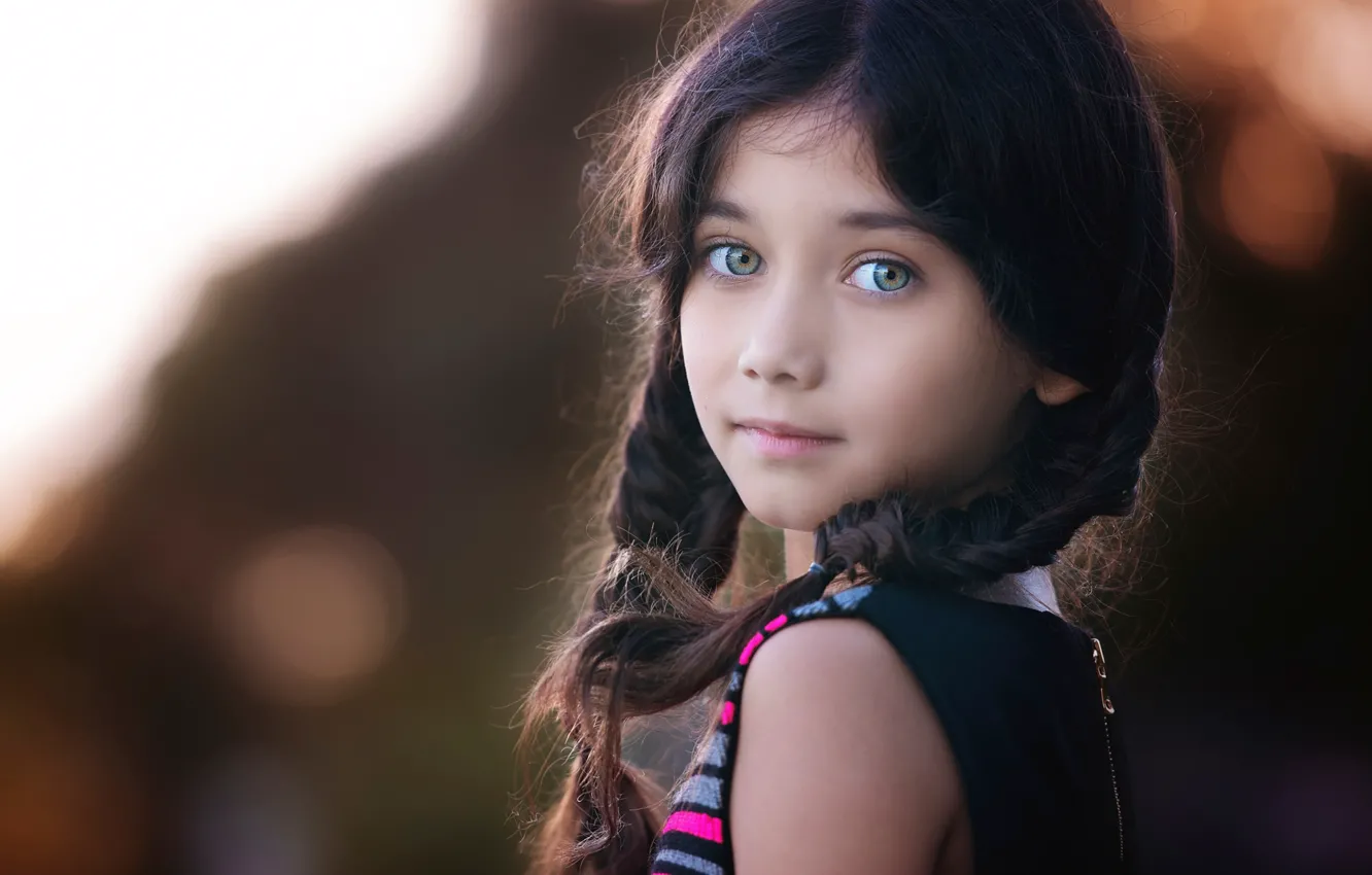 Photo wallpaper portrait, girl, braids, bokeh