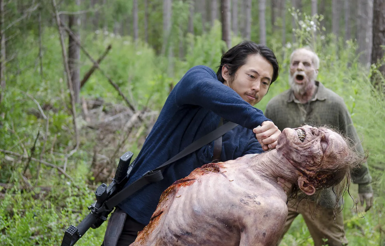 Photo wallpaper knife, zombies, The Walking Dead, The walking dead, Steven Yeun, Glenn