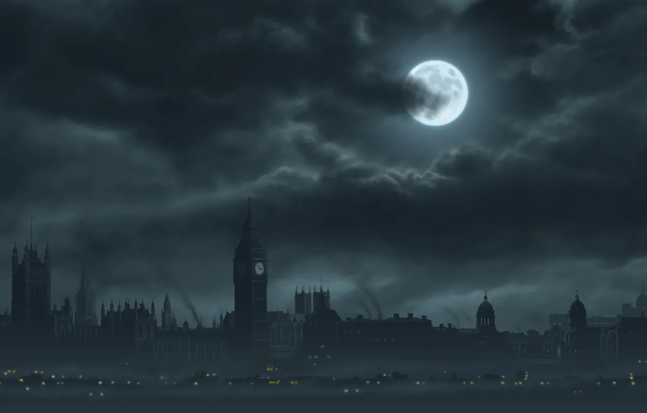 Photo wallpaper the moon, London, dark, london