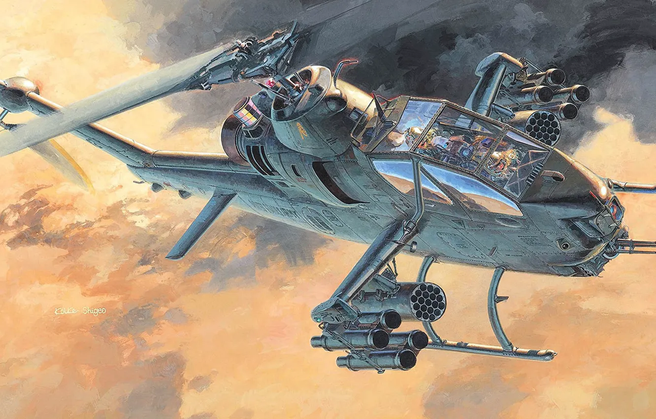 Photo wallpaper Cobra, Bell, US Army, combat helicopter, AH-1S, American attack helicopter