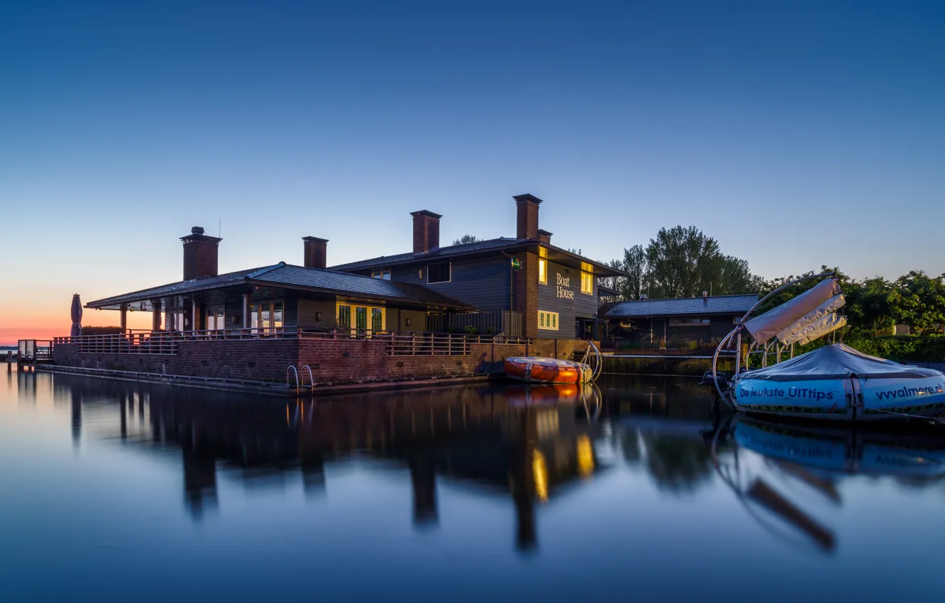 Photo wallpaper the evening, pier, Netherlands, Almere