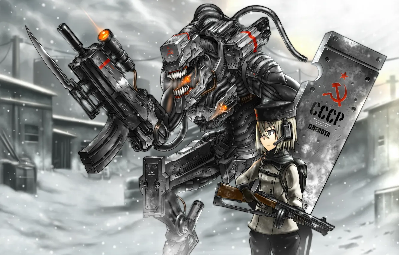 Photo wallpaper robot, anime, art, girl, USSR, anime, art, Gia