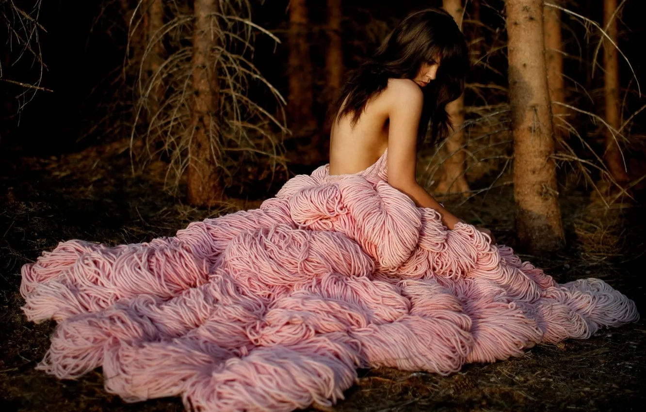 Photo wallpaper girl, Wallpaper, yarn