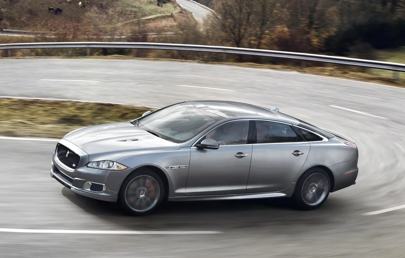 Photo wallpaper car, Jaguar, road, speed, XJR