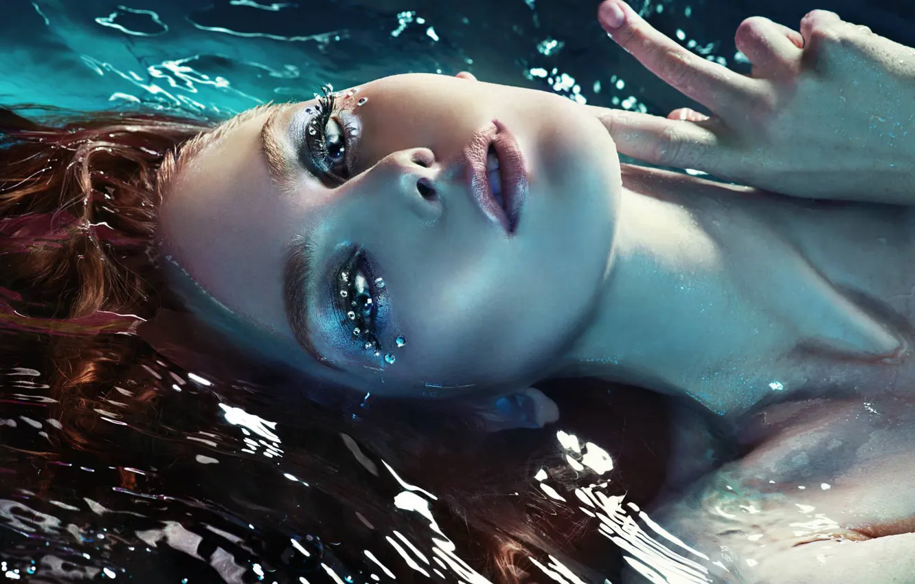 Photo wallpaper look, water, face, hair