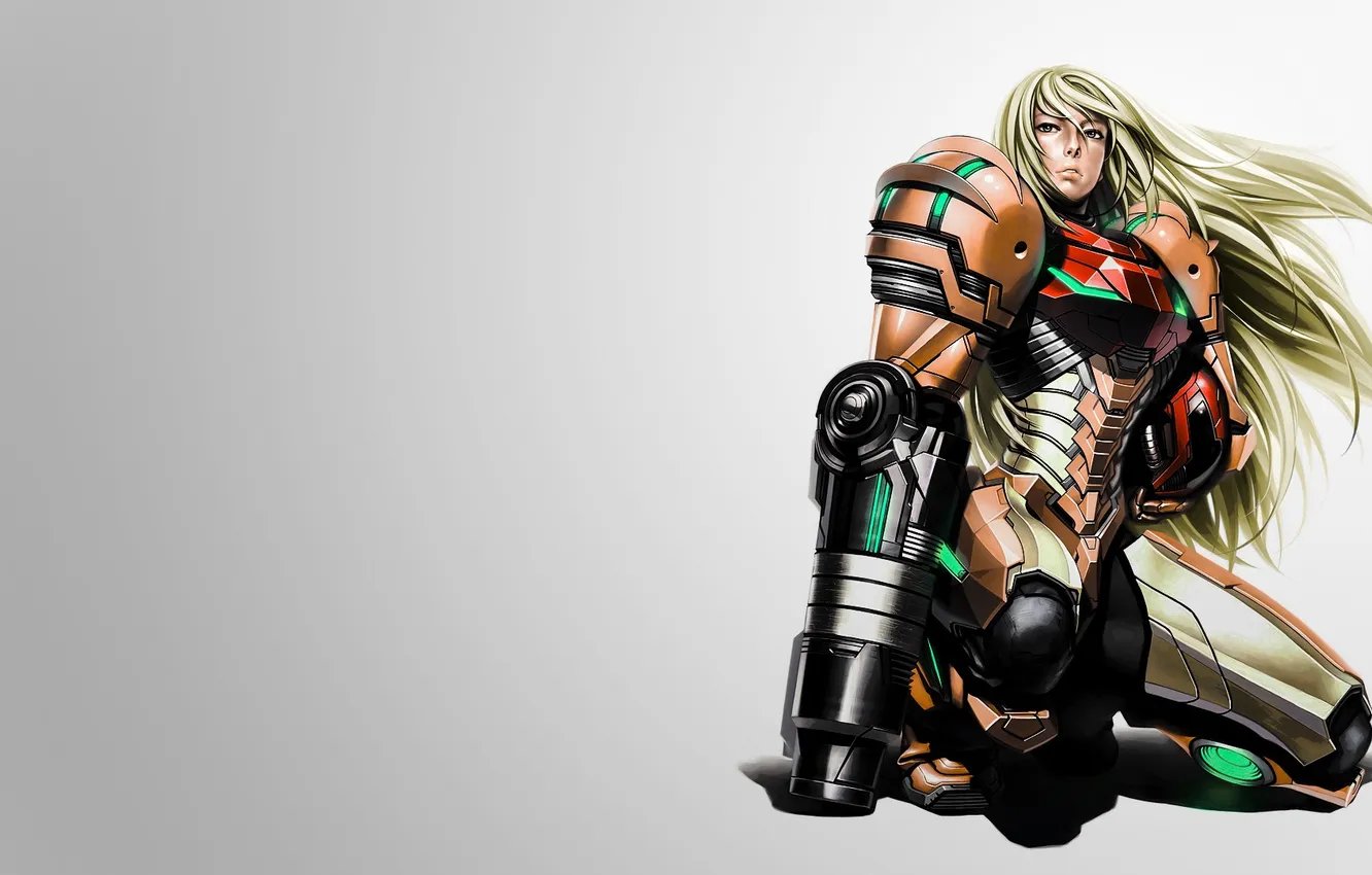 Photo wallpaper girl, costume, armor, Samus Aran, Metroid
