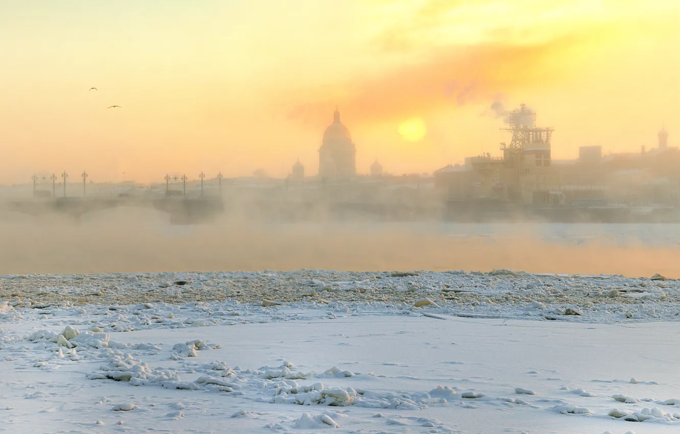 Photo wallpaper winter, frost, Saint Petersburg
