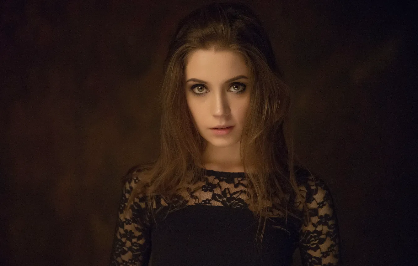 Photo wallpaper look, girl, face, brown hair, Xenia Kokoreva, Kseniya Kokoreva