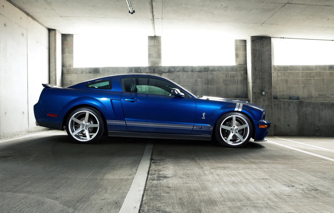 Photo wallpaper auto, blue, strip, mustang, Mustang, ford, shelby, Ford