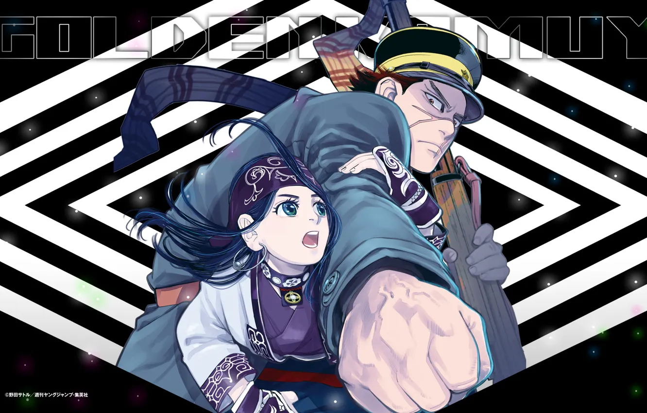 Photo wallpaper girl, guy, scar, Golden Kamuy