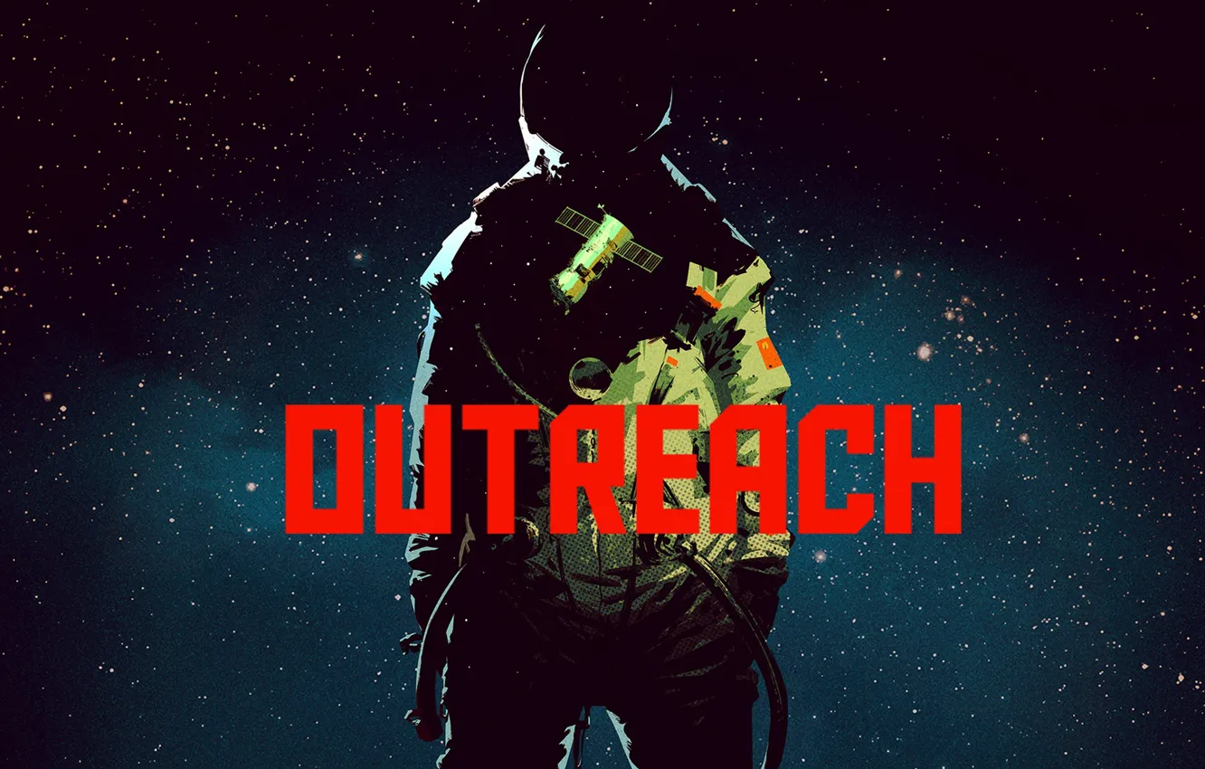 Photo wallpaper space, USSR, game, stars, spacesuit, 1980s, Comic Art, by Gregory Przybys