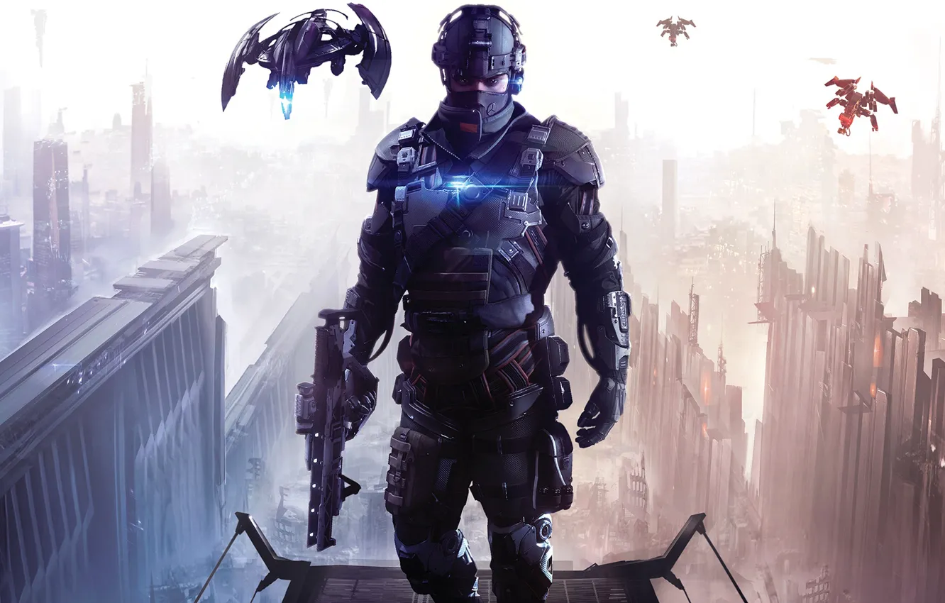 Photo wallpaper weapons, soldiers, killzone, equipment, military, Killzone Shadow Fall, Sony Computer Entertainment, Guerrilla Games