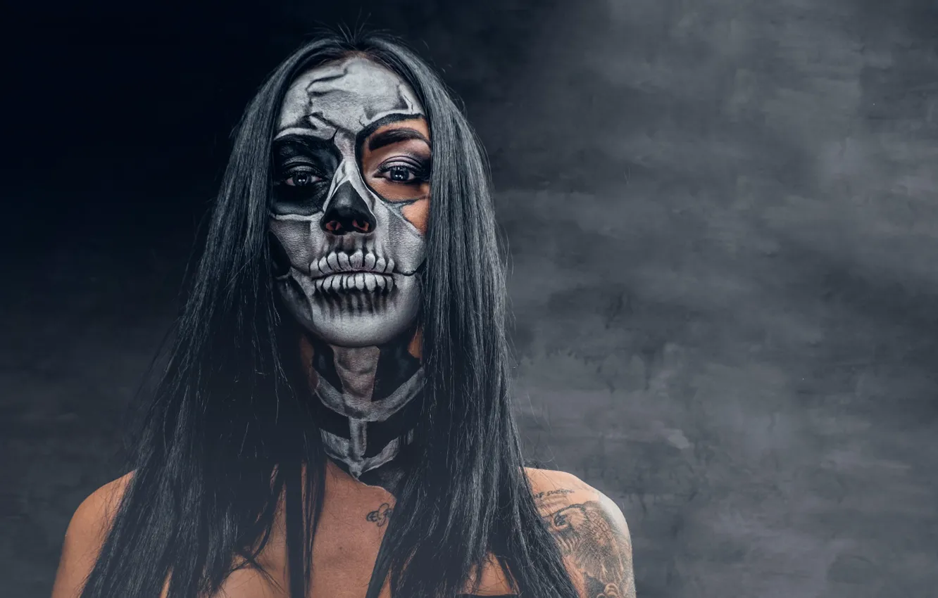 Photo wallpaper woman, model, makeup, day of the dead