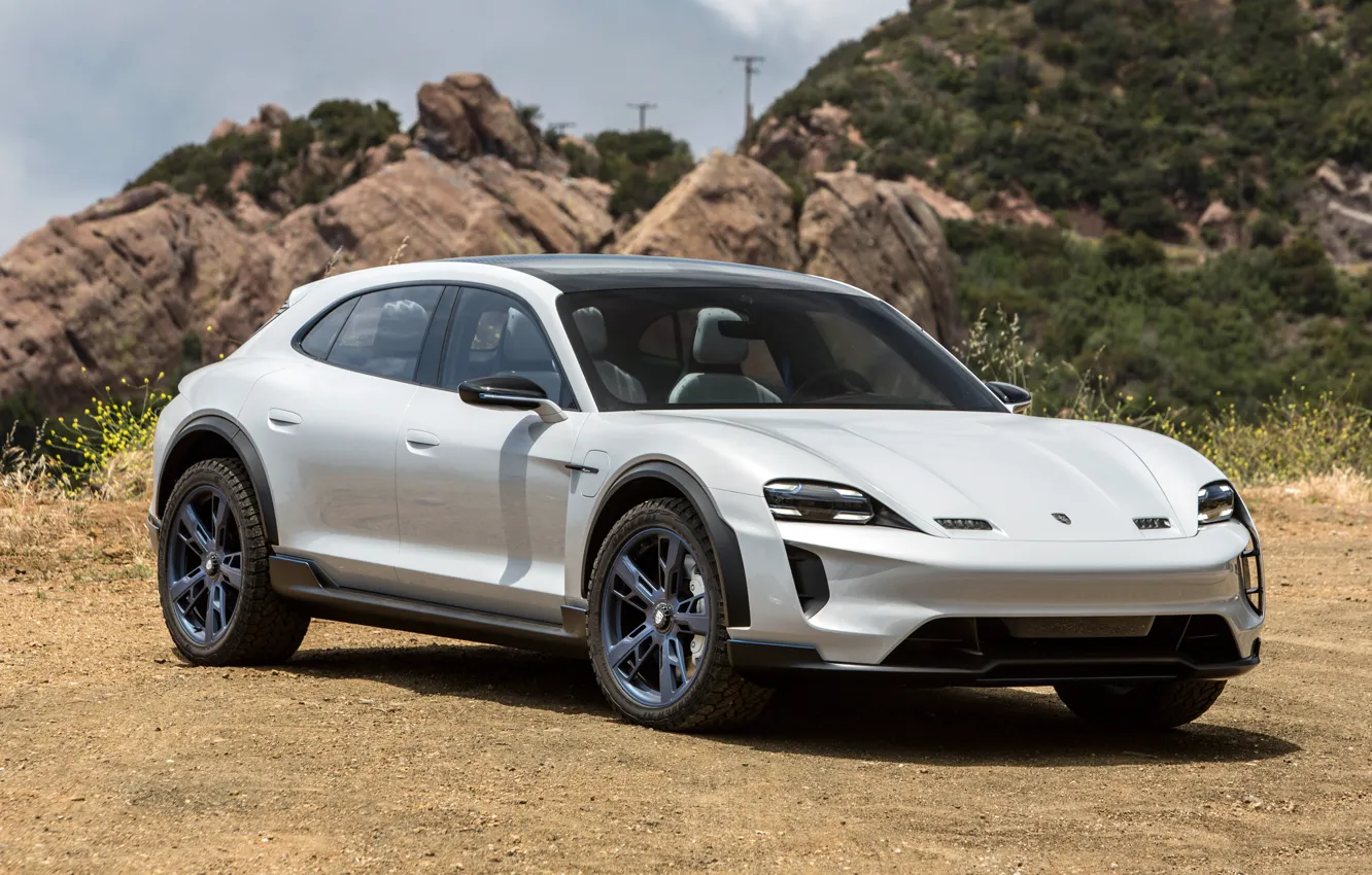 Photo wallpaper Porsche, Mission E, 2018, Cross Turismo, side view