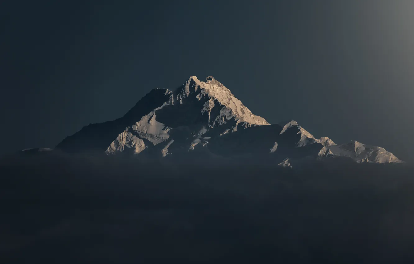 Photo wallpaper mountains, darkness, snow