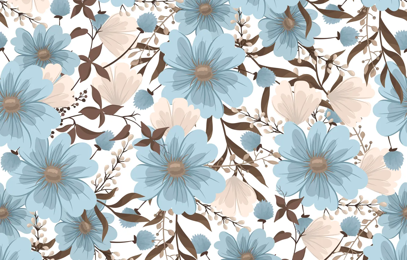 Photo wallpaper flowers, background, texture, blue