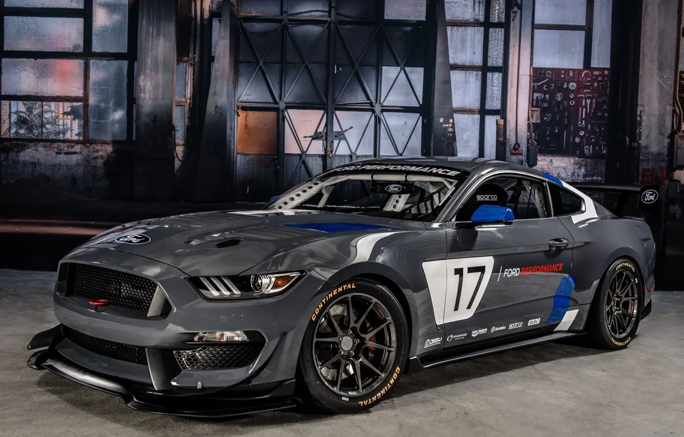 Photo wallpaper Muscle, Race, Ford Mustang, Gray, GT4, Vehicle