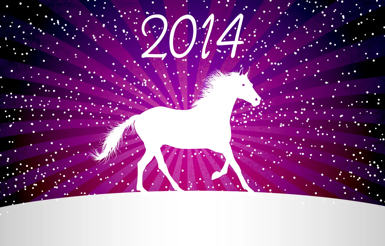 Photo wallpaper vector, new year, minimalism, winter, snow, horse, cold, 2014