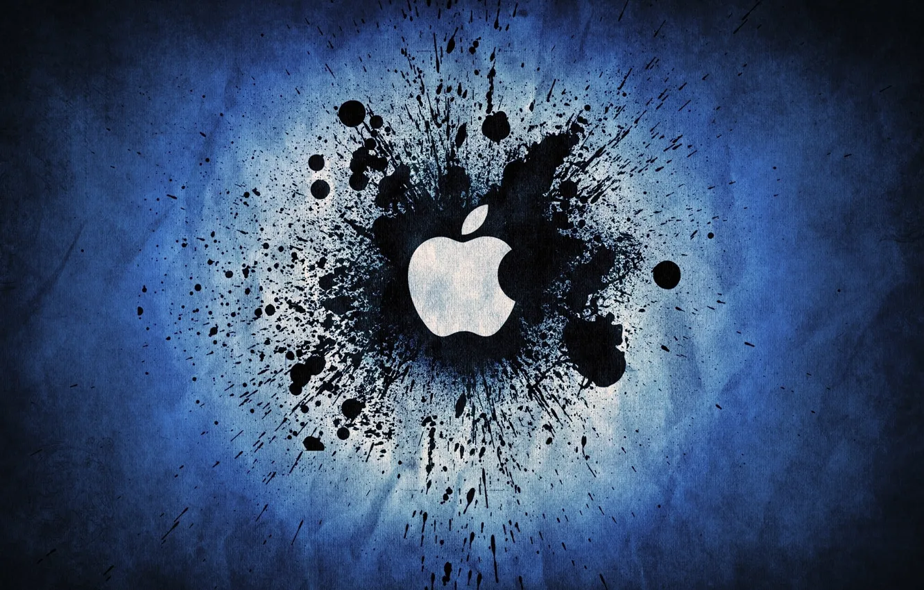 Photo wallpaper apple, logo, blue, color, splatter, brand, Blue Splatter