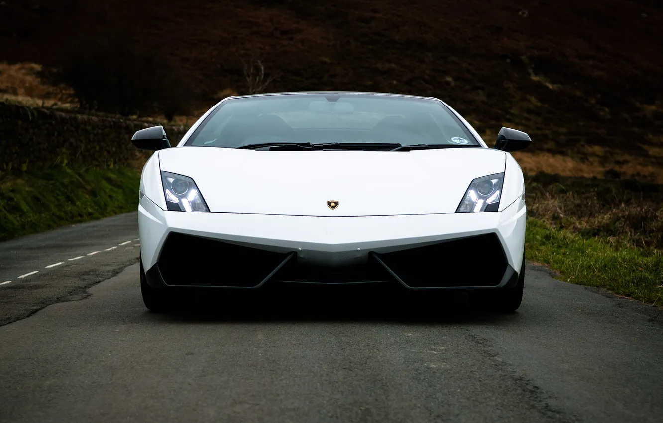 Photo wallpaper white, white, lamborghini, the front, headlights, Lamborghini, lp570-4, gallardo superleggera