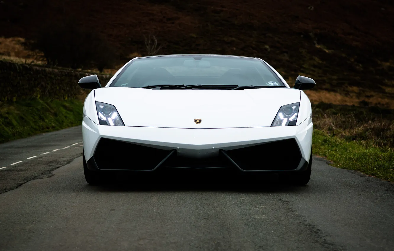 Photo wallpaper white, Lamborghini, white, the front, headlights, Lamborghini, LP570-4, gallardo superleggera