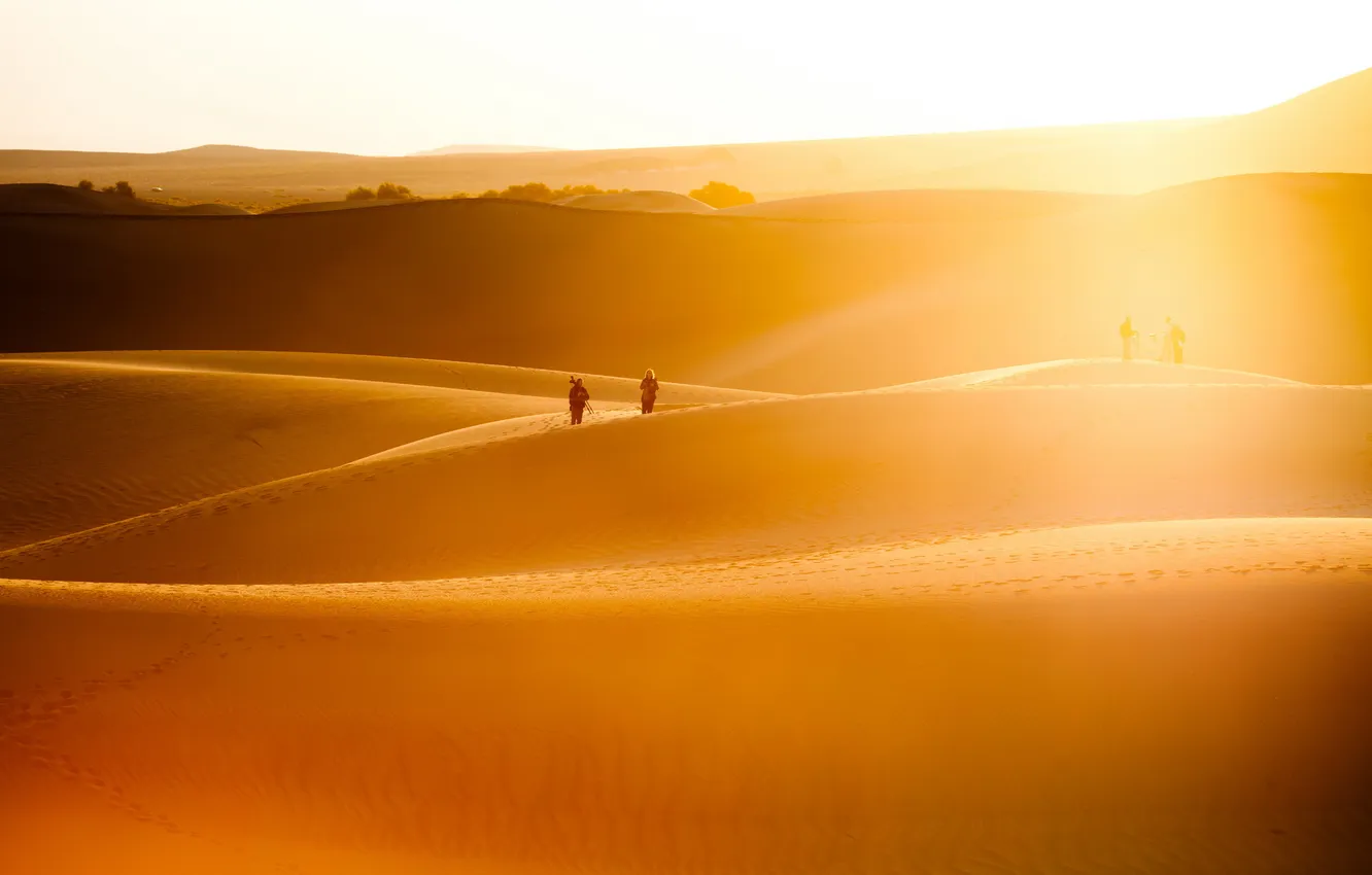 Photo wallpaper sand, landscape, sunset, desert