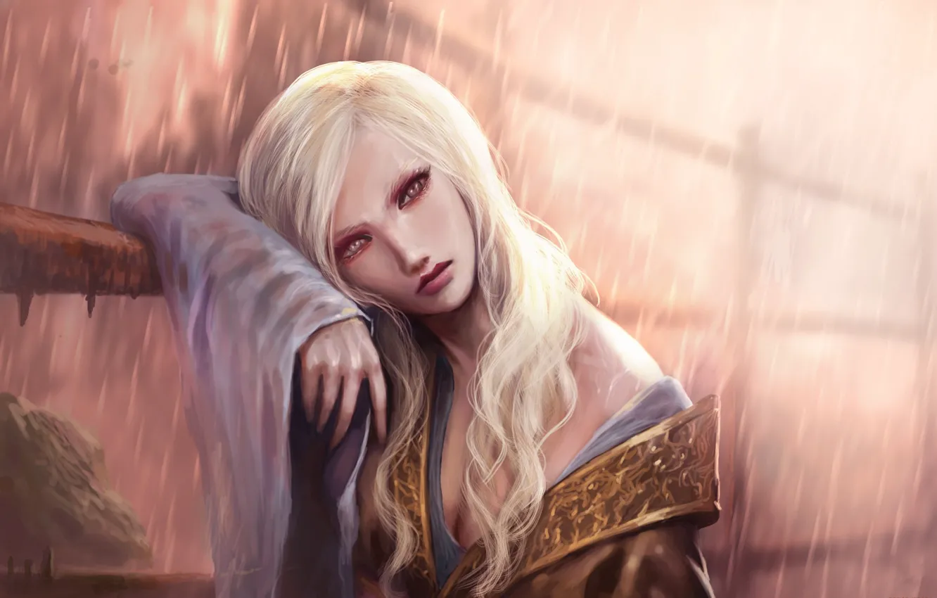 Photo wallpaper look, girl, blonde