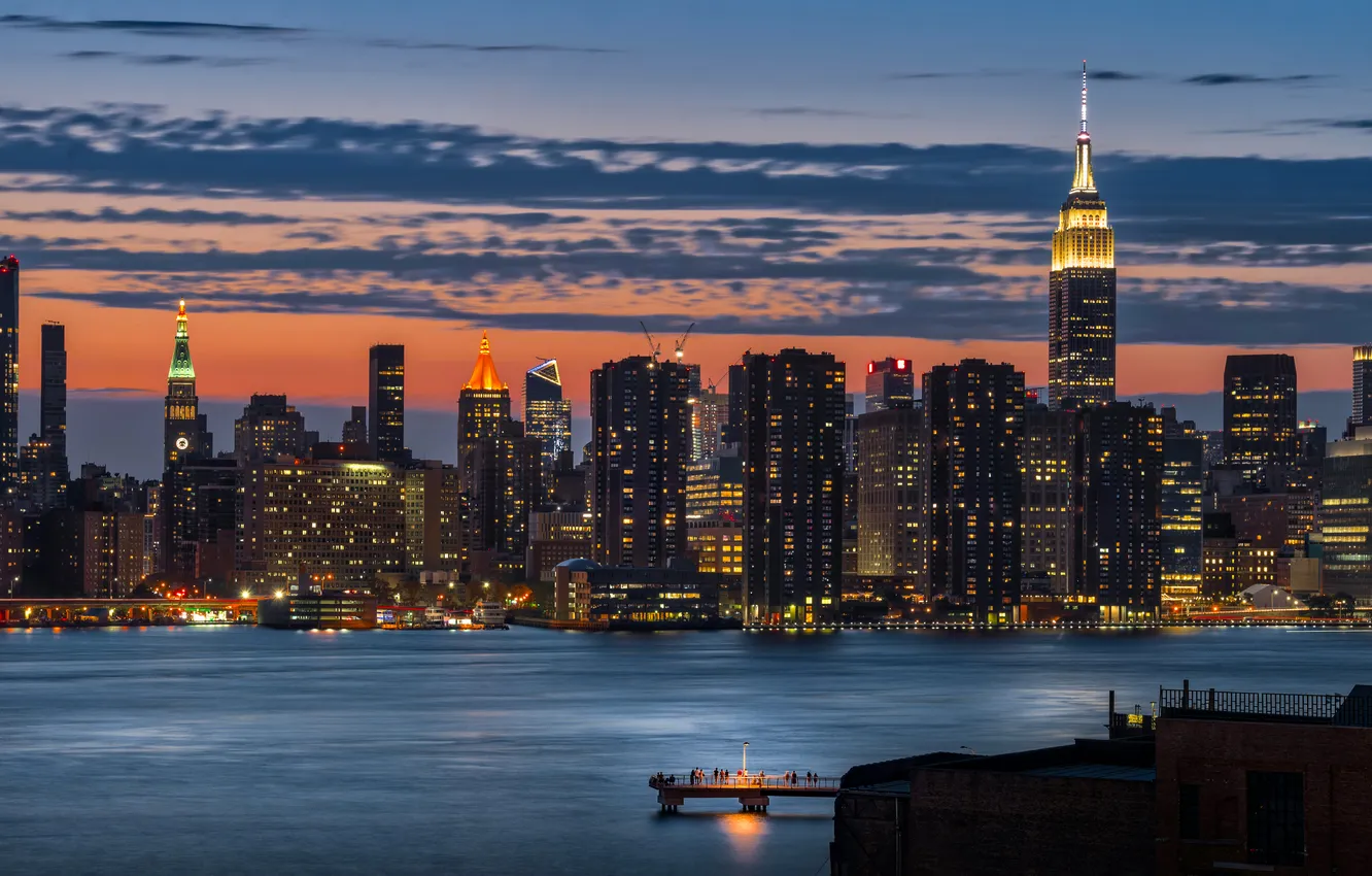 Photo wallpaper USA, Manhattan, New York City, Empire State Building, Hudson River