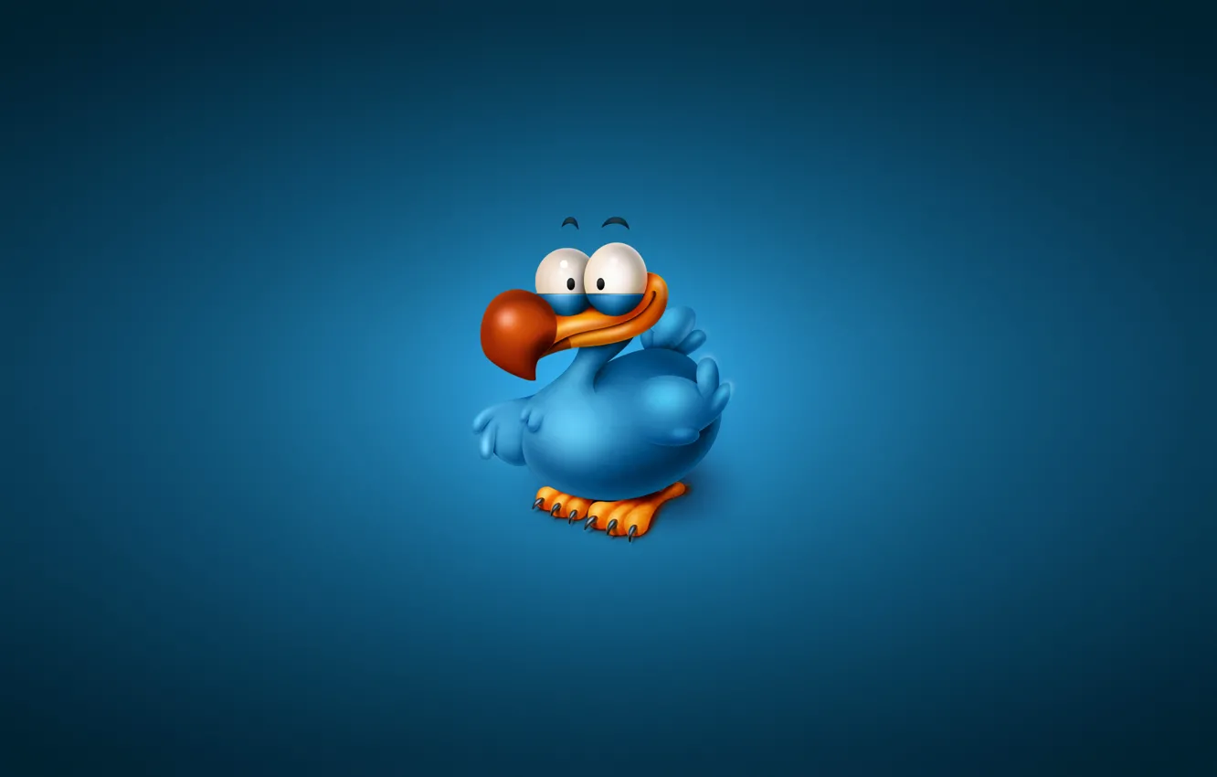 Photo wallpaper bird, minimalism, blue background, Titto The Dodo